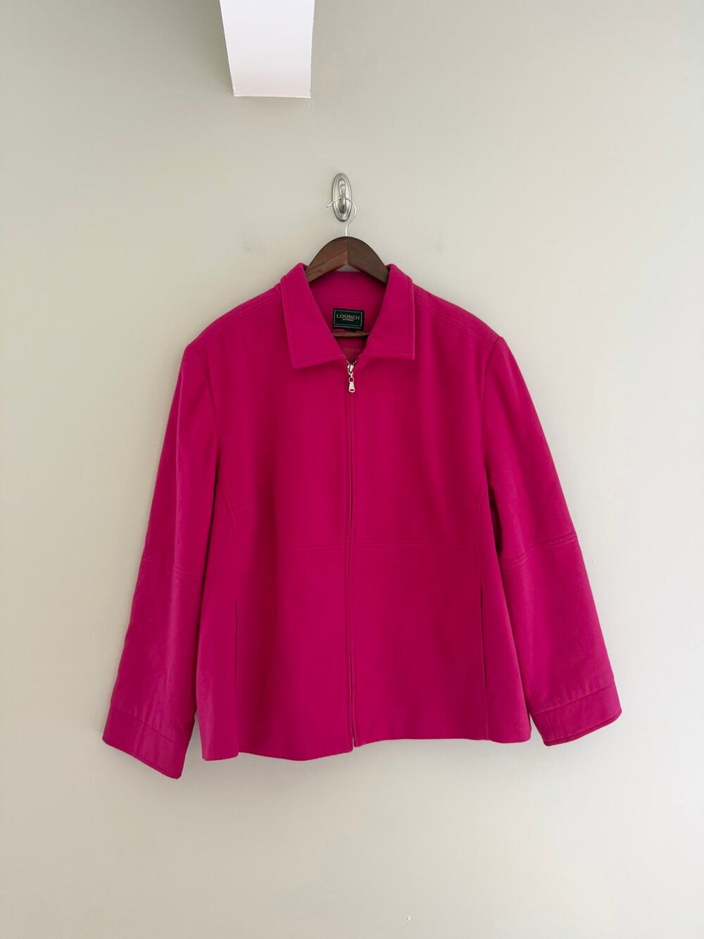 LOUBEN Magenta Pink Zip Up Pea Coat Jacket Size Women's 12